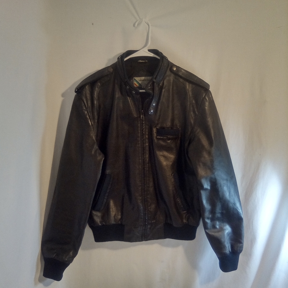 Vintage 1980s MEMBERS ONLY Classic Black Leather Jacket Size 44 fits mens medium